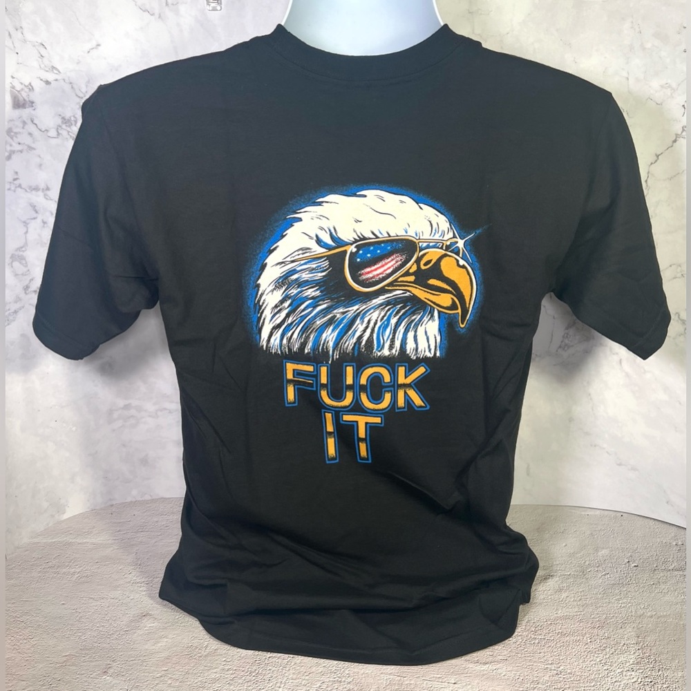 HUF Brand T-Shirt With Flag Logo and FCK It Graphic On Back Size Small NWOT